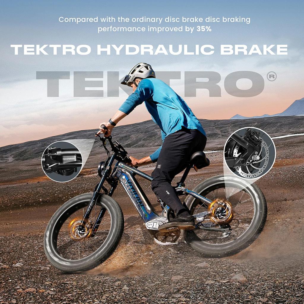 Electric Bicycle Adult Vitilan 26" 1000W Motor City Ebike Full Suspension 52V 20AH Max Range 128Km Load 150Kg 8 Speed T7 Pro