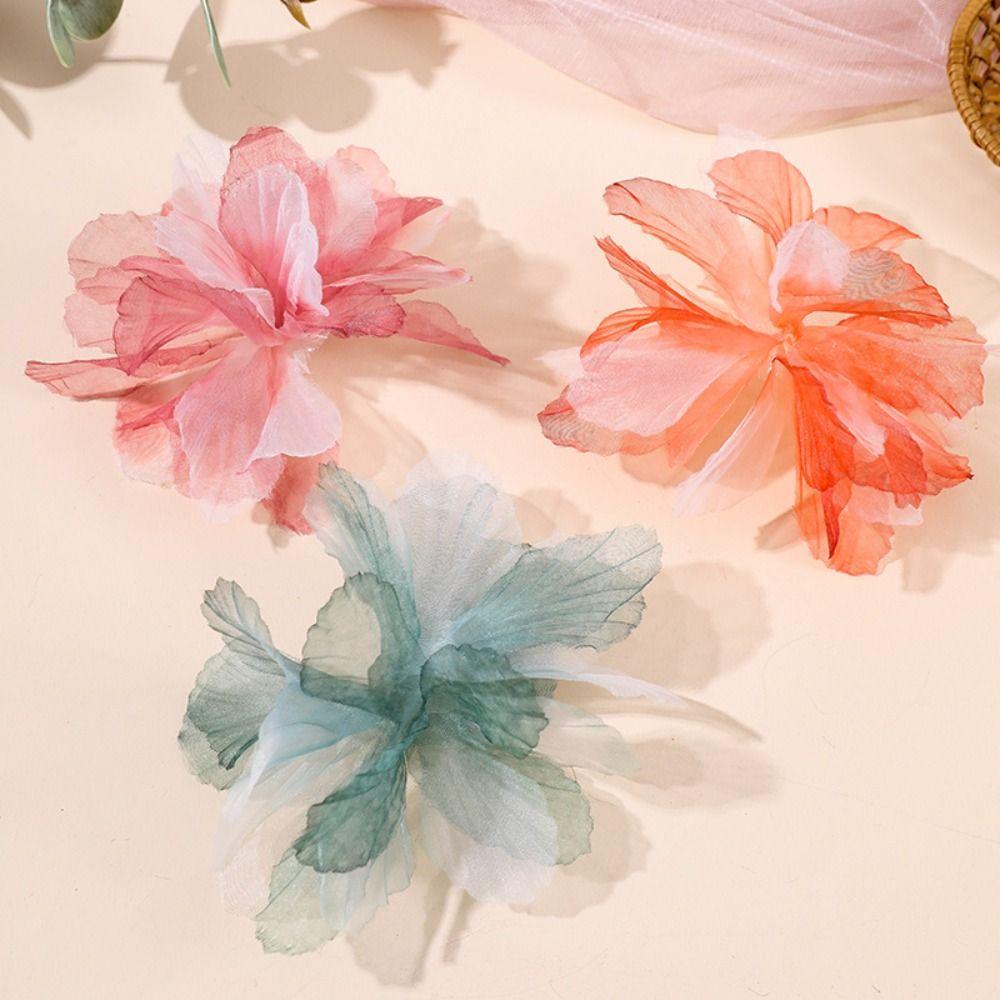 10pcs 3D Organza Flower Patches Blossoms DIY Crafts Cloth Patch Handmade Multilayer Cloth Applique Dress Decoration