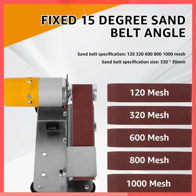 7-Speed Low Noise 15° Cutter Multifunctional Mini Belt Sander Adjustable Electric Belt Grinder Sharpener Sander Tool