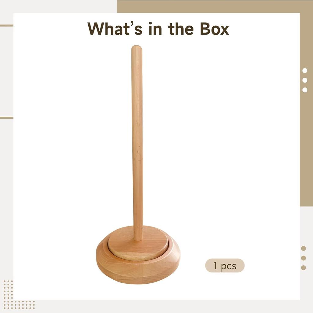 Wooden Yarn Holder Stand, Natural Wood Yarn Holder, Smooth Rotating Knitting Ball Dispenser, Portable Single Spindle Crochet Accessory for Crafters,