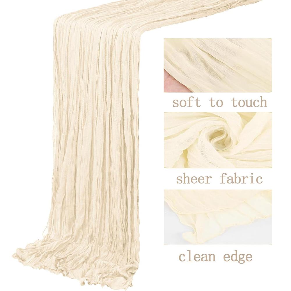 Beige Gauze Cheesecloth Table Runner Rustic Boho Semi Sheer Ivory Table Runner Wedding Bridal Baby Shower Birthday Party Decor