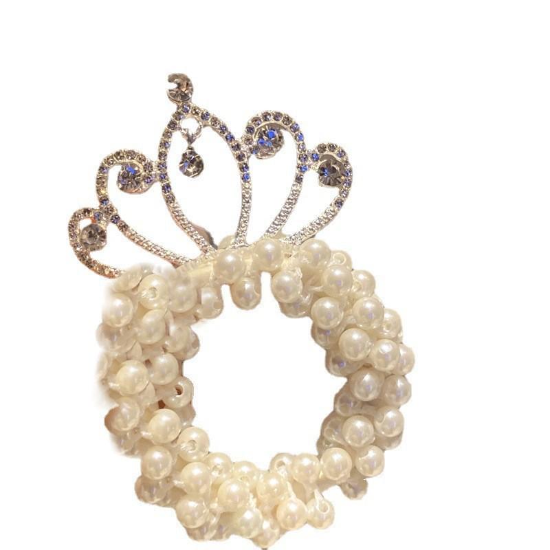 Pearl Princess Crown Hair Tie for Girls