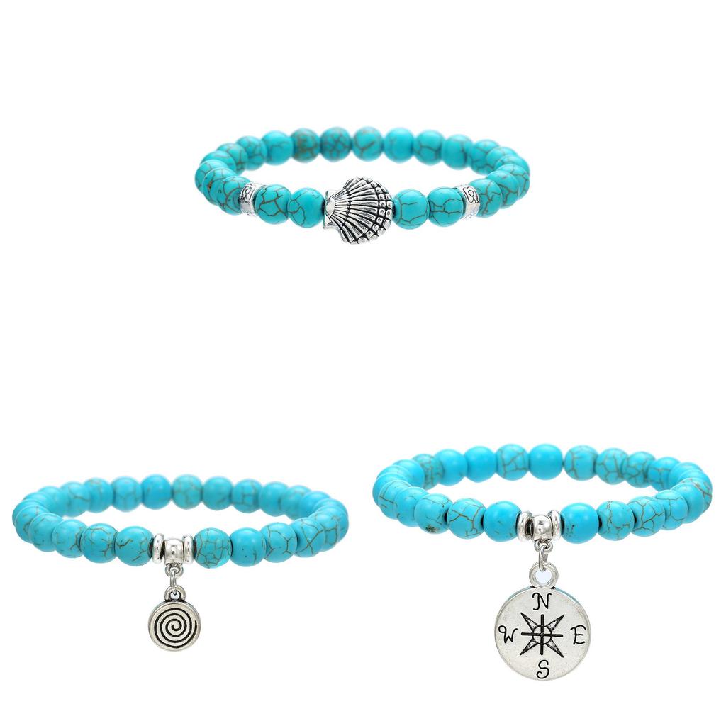 Bohemian Turquoise Beaded Bracelet Set For Women Men With Geometric Design For Travel Gift