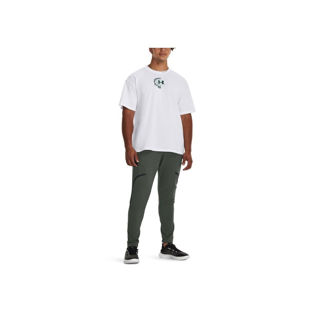 Under Armour Split Logo Print Loose Fit Training T-Shirt Men Tops White 1379557-100