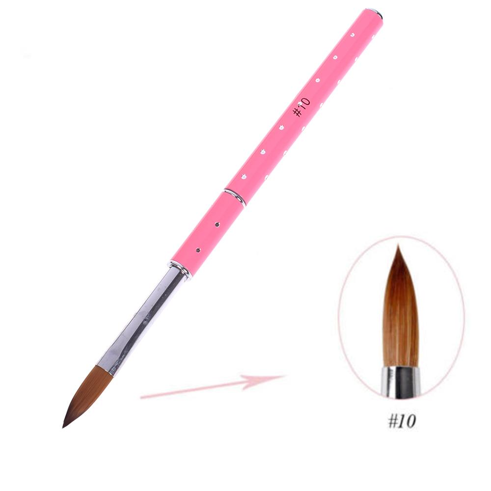 Acrylic Nail Art Brush Metal Handle Diamond Imitation Kolinsky Hair Painting Carving Pen Professional Manicure Beauty Tool