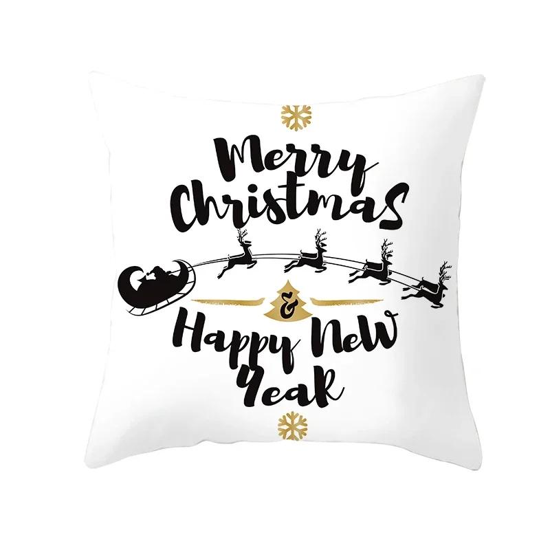 White Christmas Pillow Case Cute Santa Claus Elk Pillow Case Cover Winter Snowflake Decorative Pillowcases Christmas Pillow Case