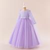 Flower Girl Princess Dress For Weddings Summer Kid Formal Bow Long Gown For School Evening Party Children New Year Cloth D0033S