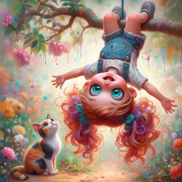 

Алмазная живопись Искусство 5D DIY Непослушная Милая Маленькая Девочка с Кошкой Алмазная Мозаика Яблоня 5D Стразы Вышивка крестом Домашний декор Full Round 40x40CM