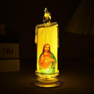 1/4Pcs LED Prayer Flameless Candle Holy Family Jesus Joseph Virgin Mary Battery Operated Devotional Prayer Candle Religious Decoration Christian Gift
