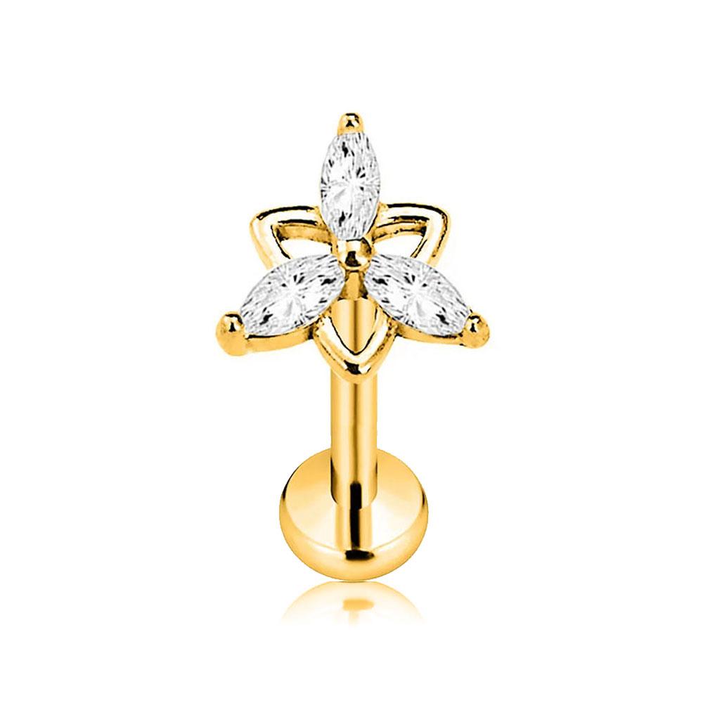 Titanio ASTM F136 G23 Fiore Luna Farfalla Piercing Senza Filettatura Spillo Fulmine Push-in Stud per Labbra Daith Conch Orecchino 16G 18G 20G