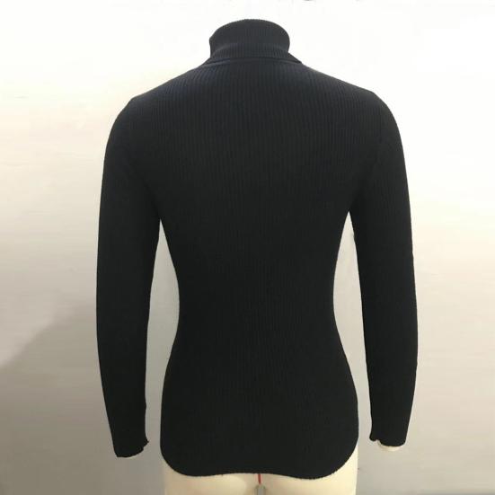 Yousheng Women High Collar Bottoming Sweater Elastic Breathable Fabric Solid Color Knit Pullover Lazy Style Long Sleeve Slim Fit Sweater