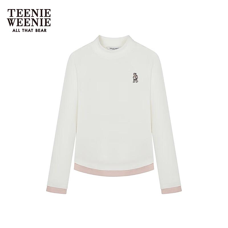 Teenie Weenie Women's Ribbed Stand Collar Long Sleeve T-shirt