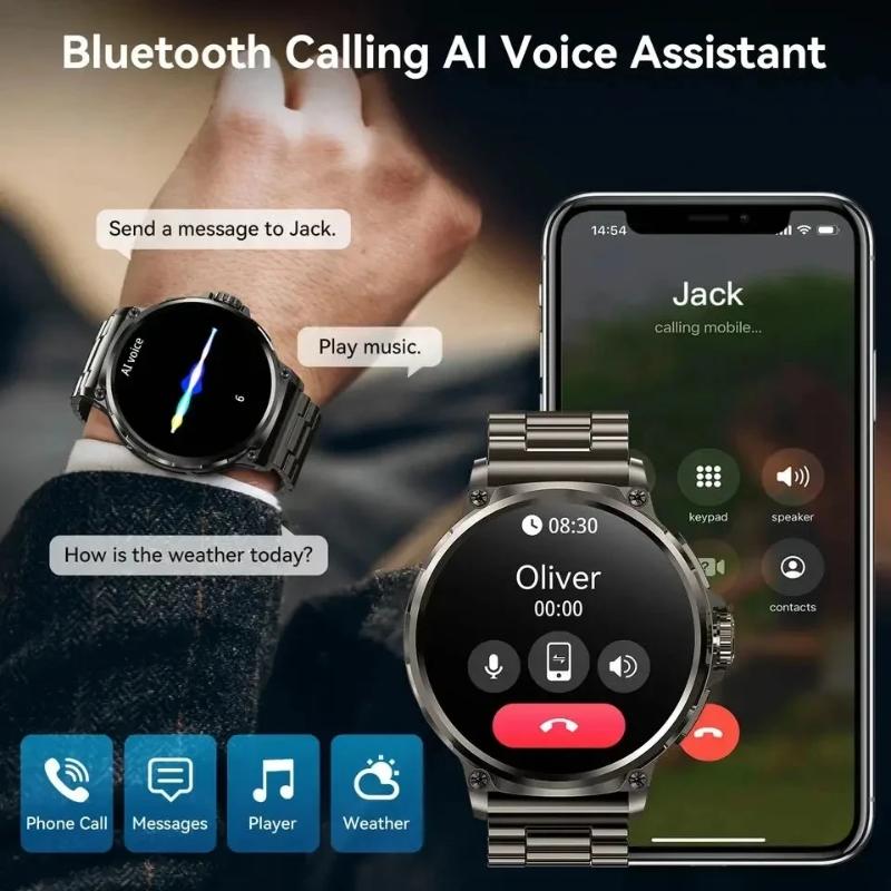 GPS Smart Watch 1.85-Inch AMOLED Screen 710mAh Bluetooth Call Heart Rate Health Monitoring 400+Dial Watch For Android IOS