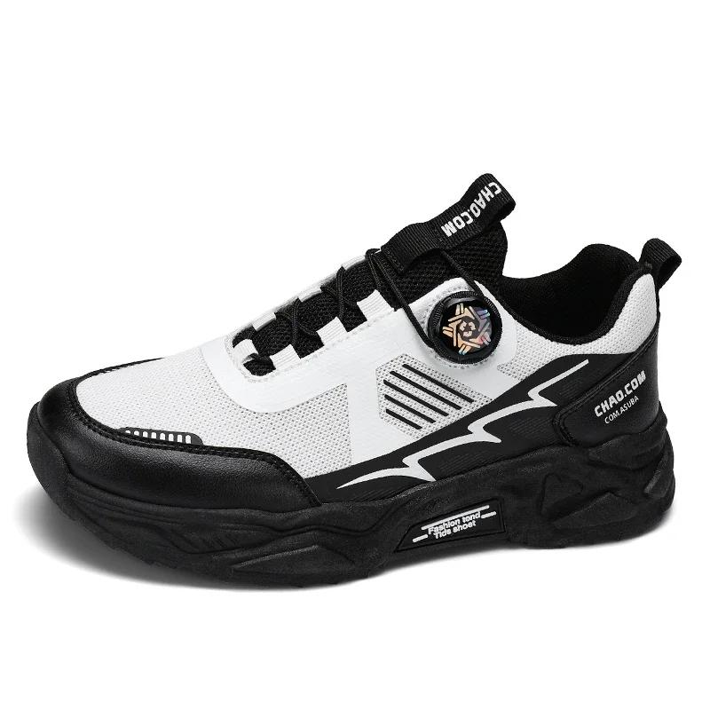 Men's Korean breathable casual sports shoes four season new soft soled Rotating shoelaces outdoor running shoes student sneakers