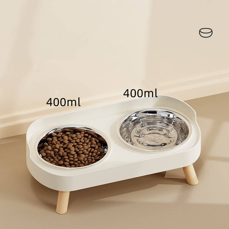 Pet Cat Double Bowl Feeder, Adjustable Height Cat and Dog Water Dispenser, Elevate Feeding Kitten Supplies