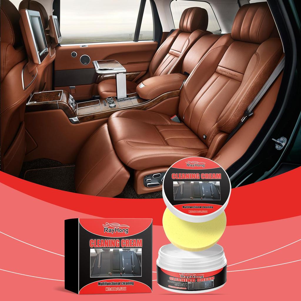 RAYHONG Leather Revitalizing Cream 100g Deep Cleansing, Stain Resistance Suitable for Multiple Scenarios Free Sponge Included