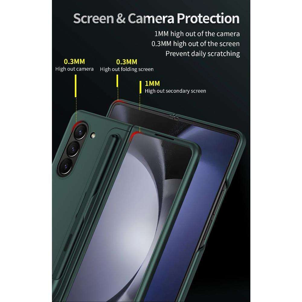 For Samsung Galaxy Z Fold 6 5 4 3 Case Removable Pen Holder Invisible Bracket Kickstand Hard PC Matte Cover with Touch Pen with Stand Holder