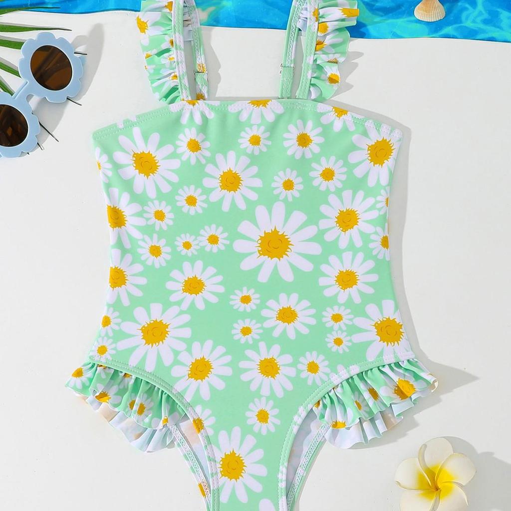 2026 European Girls' Printed One-Piece Swimsuit for Toddlers