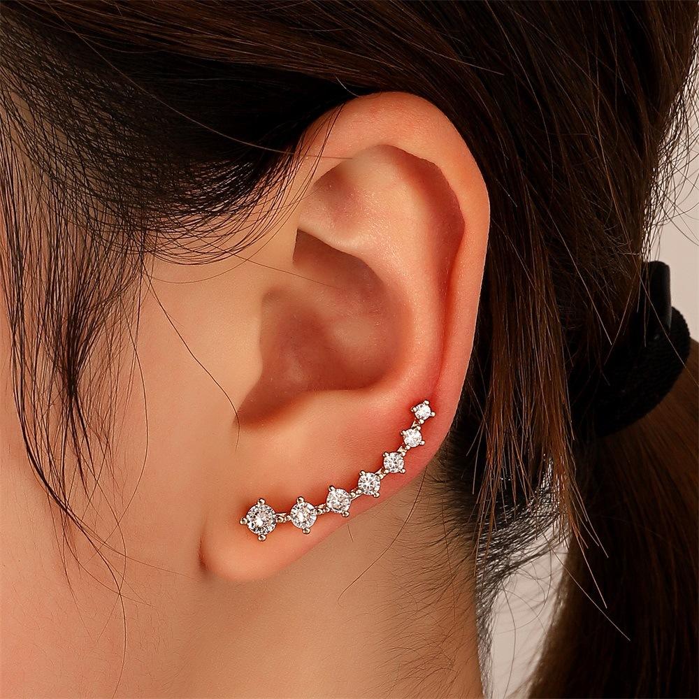 OPK 1 Pair of Exquisite and Elegant Curved Earrings, Decorated with Faux Cubic Zirconia. Women's… More