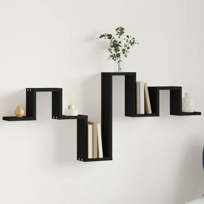 VidaXL Wall Shelf Black 104.5x10x43 Cm Engineered Wood, Storage Shelf, Hanging Shelf, Display Shelf, 840724