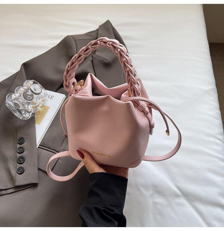 Fashion Korean Version Braided Rope Portable Bucket Bag 2025 Summer New Trendy and Versatile Single Shoulder Crossbody Hand Bag