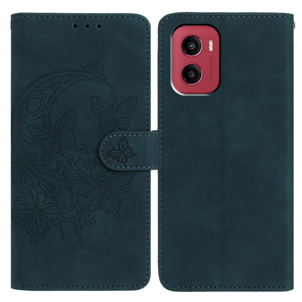 For Motorola Moto G05 4G/E15 4G Case Butterfly Flower Imprinted PU Leather Wallet Stand Phone Cover