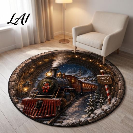 Christmas Gift for Family 3D Rug Optical Illusion Area Floor Mat Santa Claus Reindeer Bedroom Tree Pad Nutcracker Decorative Welcome Doormat Living