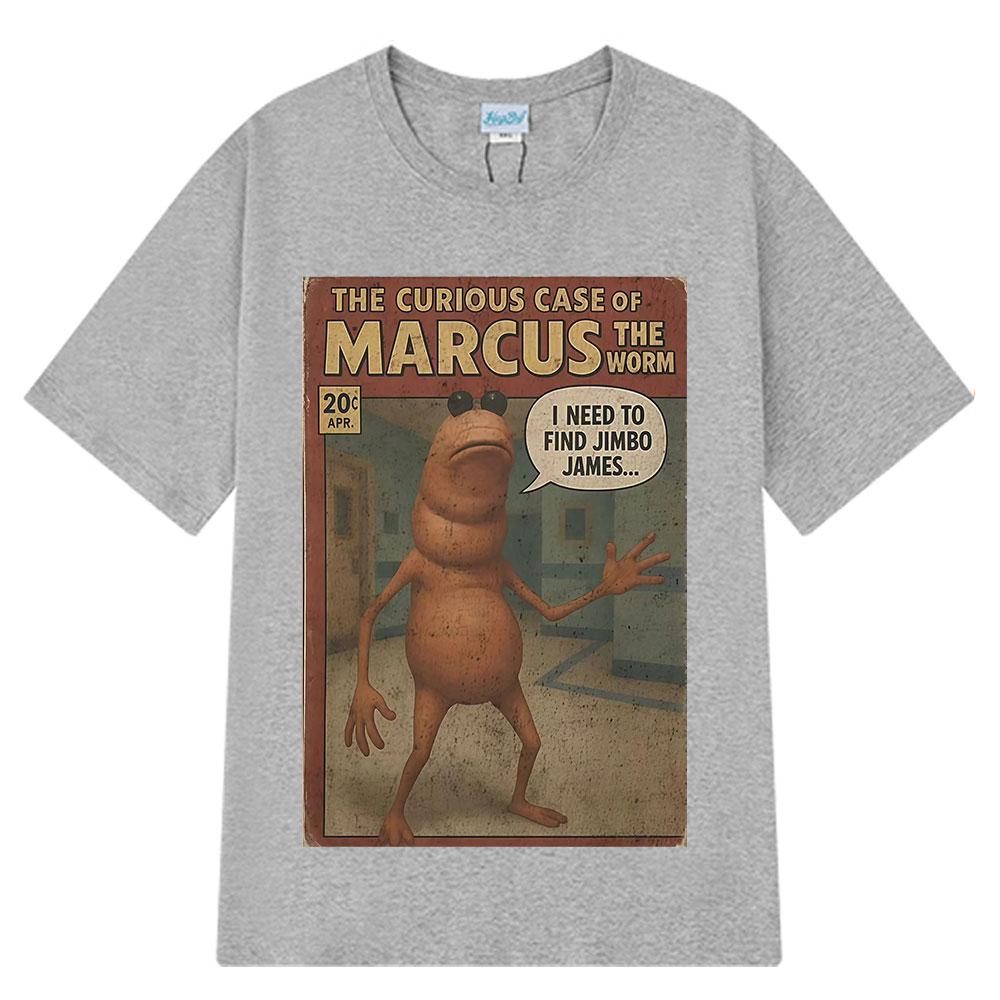 Marcus The Worm Comic Funny Meme T Shirt Men Women Vintage T-shirt Summer Short-sleeved Loose Casual Cotton Harajuku T-shirts