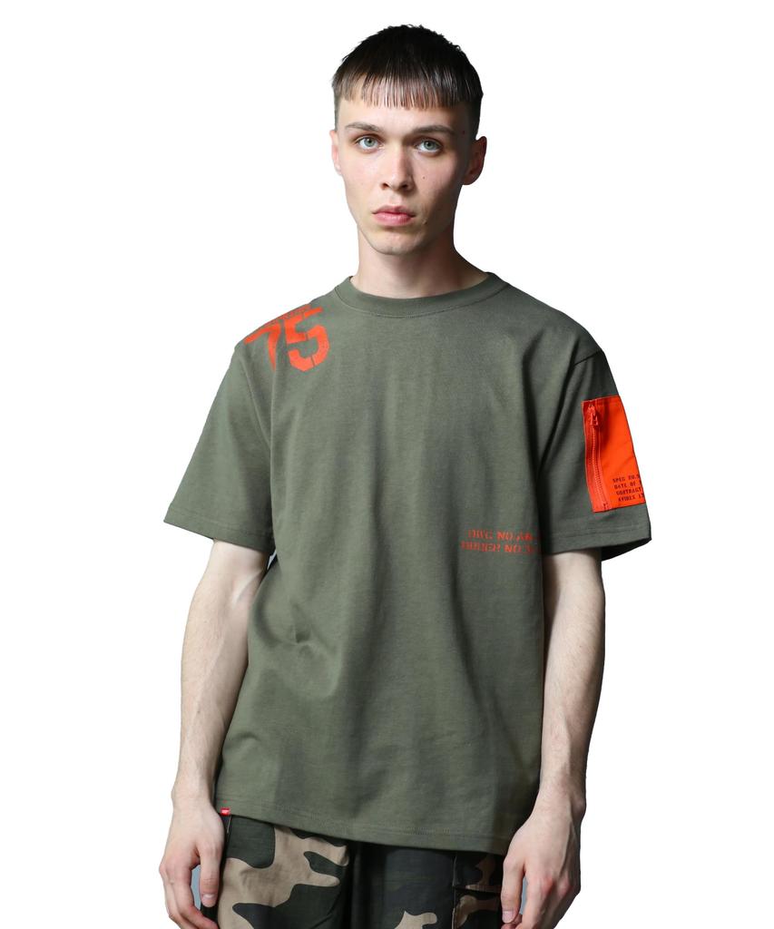 AVIREX REMODEL DESIGN CREW NECK T-SHIRT L Olive