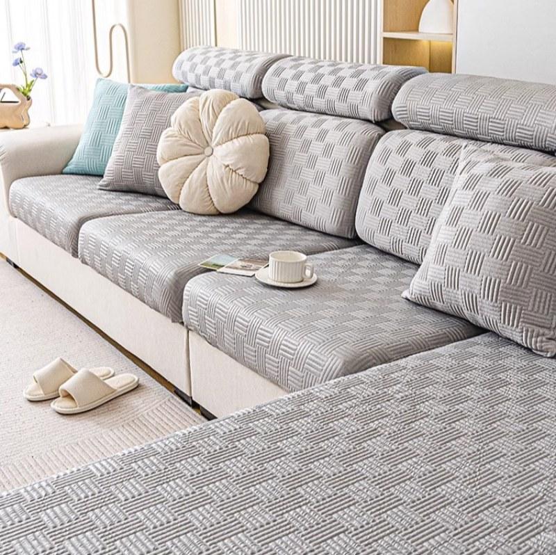 Summer Cool-Feeling Ice Silk Sofa Cover Dustproof All-Inclusive Universal Seat Cushion Covers L-Shaped Corner Couch Slipcovers