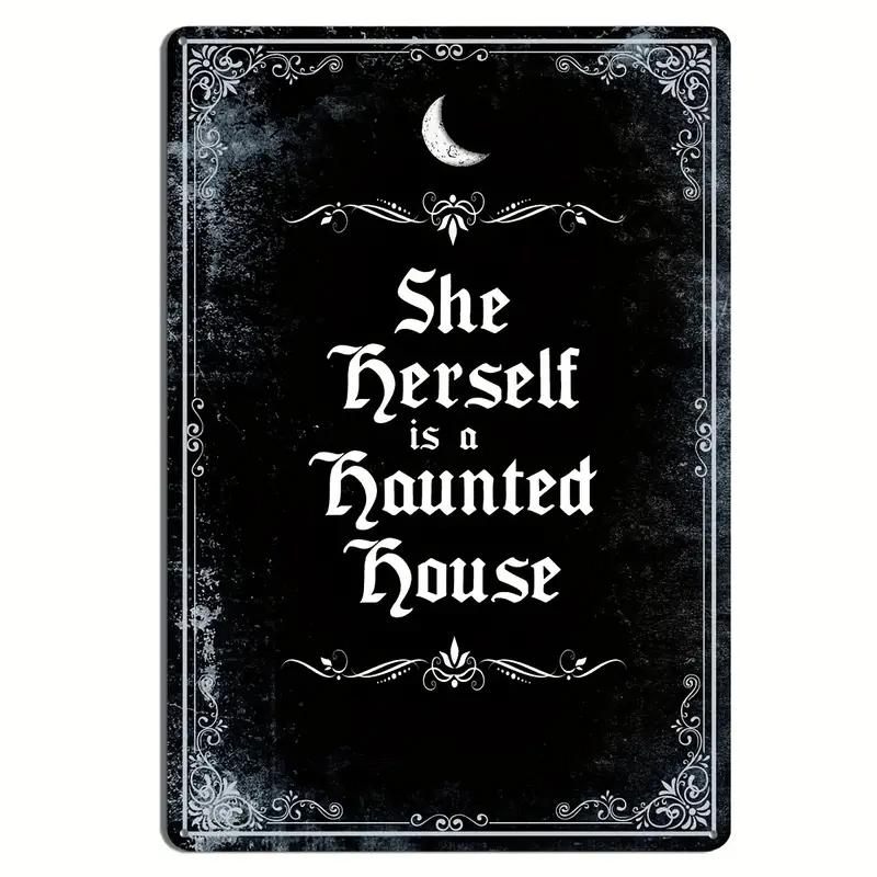 Vintage Witch Metal Tin Sign Wall Decor Retro Black Cat Witchy Art Signs for Home Decor Gifts