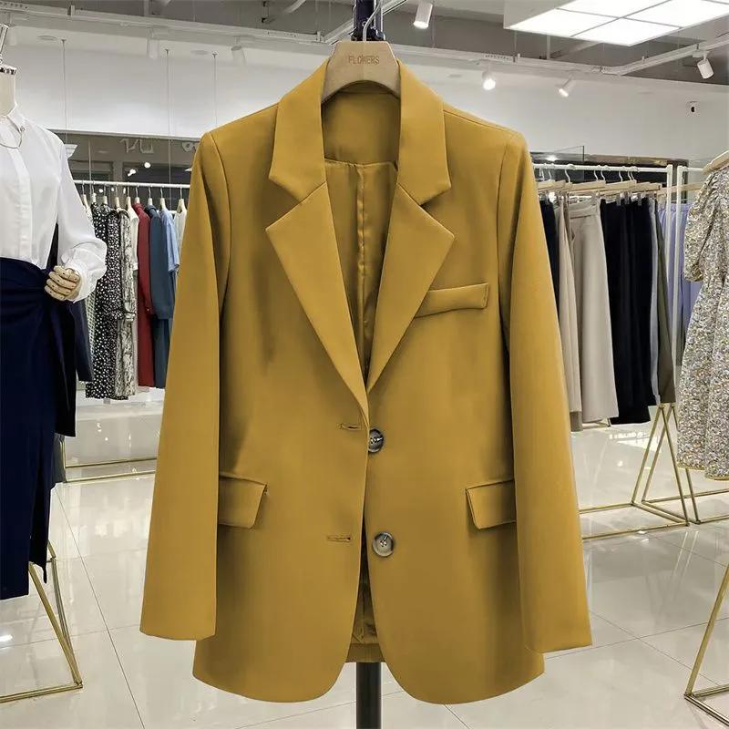 Spring and Autumn New Blazer Women's Casual Versatile Loose Design Top Solid Color Long-sleeved Suit