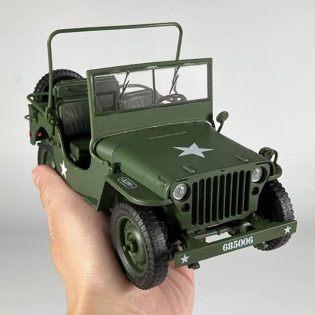 1:18 Willys GP Tactique Militaire Jeep SUV Alliage Métal Moulé Sous Pression Modèle Voiture Affichage Bureau Ornement Collectionnable Cadeau de Fête Jouet