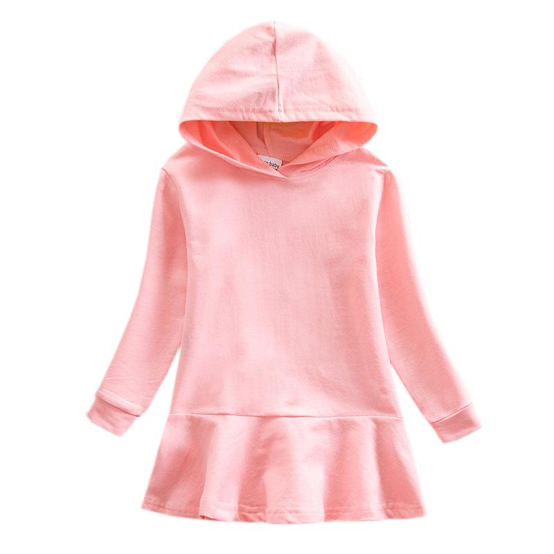 Spring Autumn Lotus Leaf Edge Cartoon Rainbow Girls' Dress Cotton Children's Long Sleeve Hoodie Hundred Fold Princess Dress