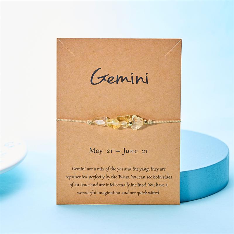 12 Constellation Sign Natural Birth Stone Handmade Bracelet for Women Kids Aries Leo Braid Bracelet  Birthday Gift