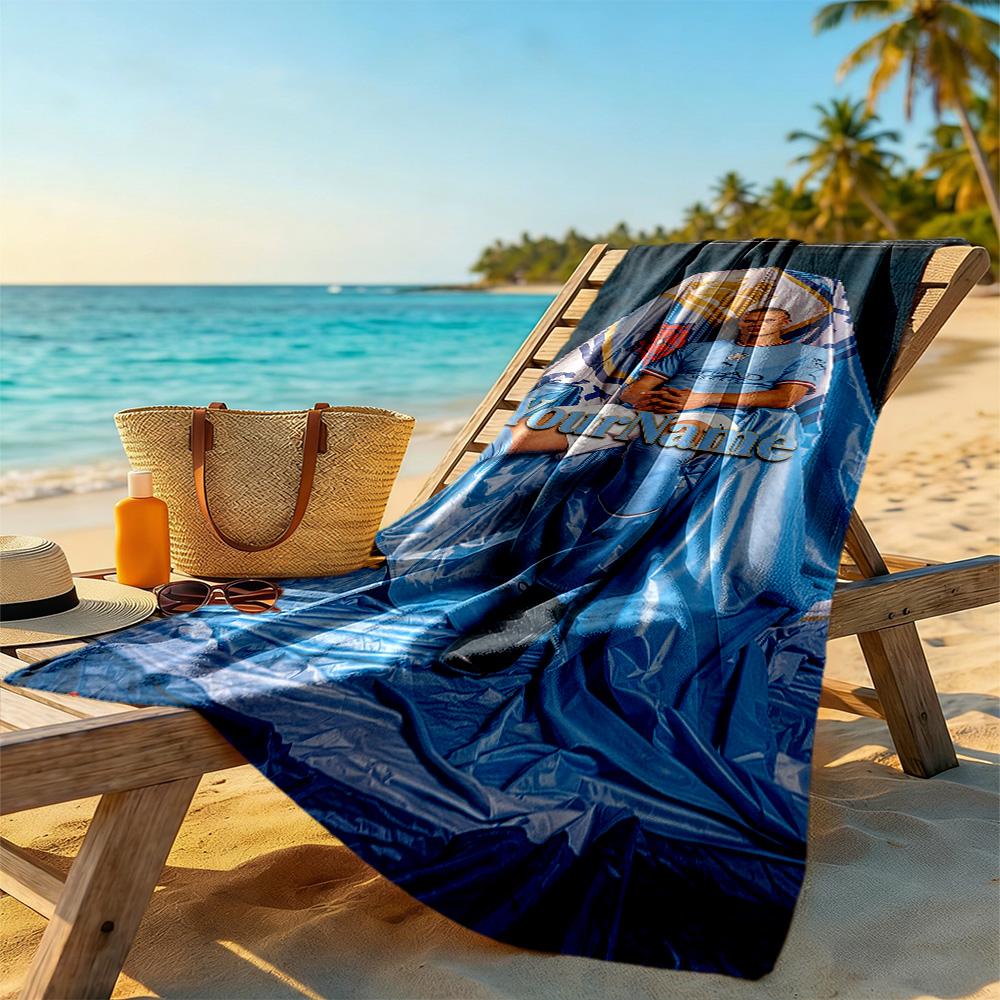 Haaland Customized Name Beach Towel Quick-Dry Soft Microfiber Ideal for Travel Outdoor Swim Pool Yoga Surf Camping Hiking Gym Gift Holiday