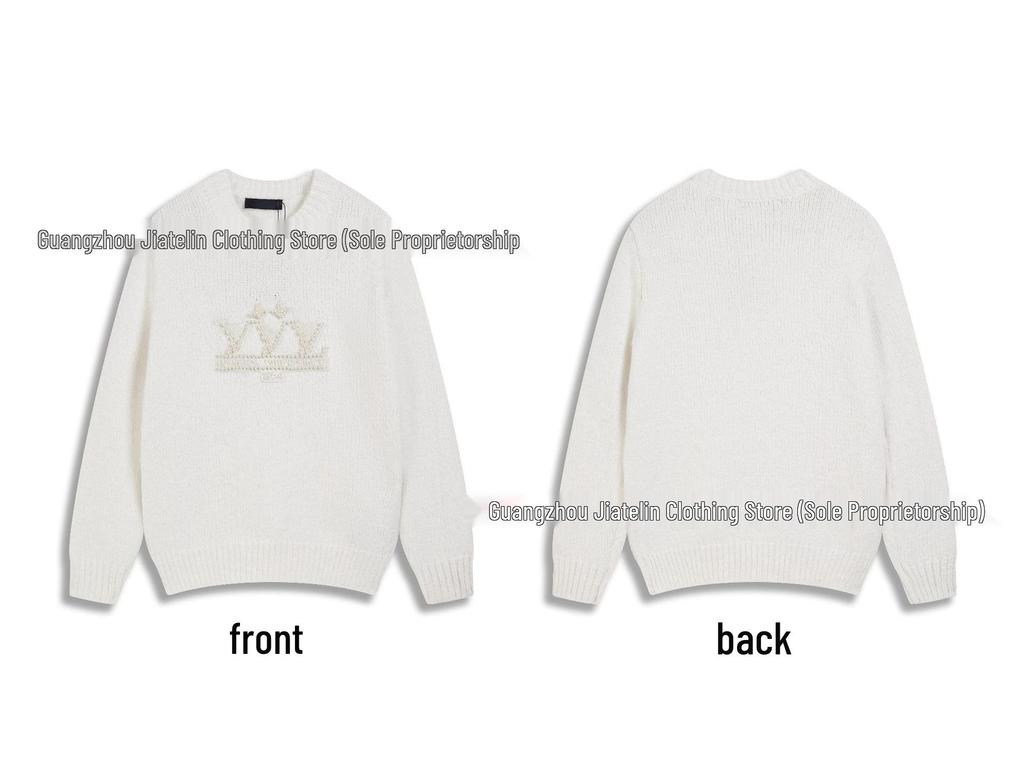 Correct Version LV Plaid Knit Sweater: Unisex Fashionable Loose Pullover