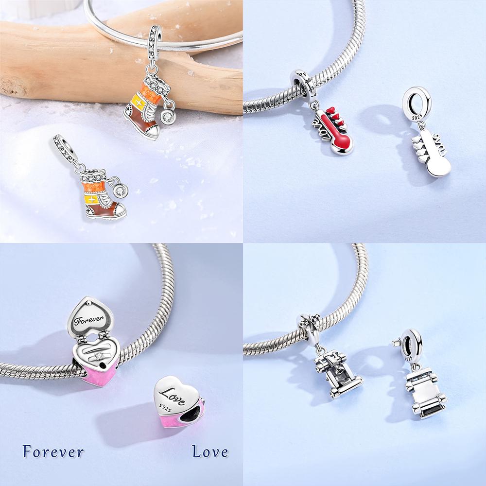 Authentic copper Colored Zircon Stone Hot Air Balloon Pendant Volleyball Slippers Bead Charms Compatible With Bracelets Diy Jewellery Gift Making