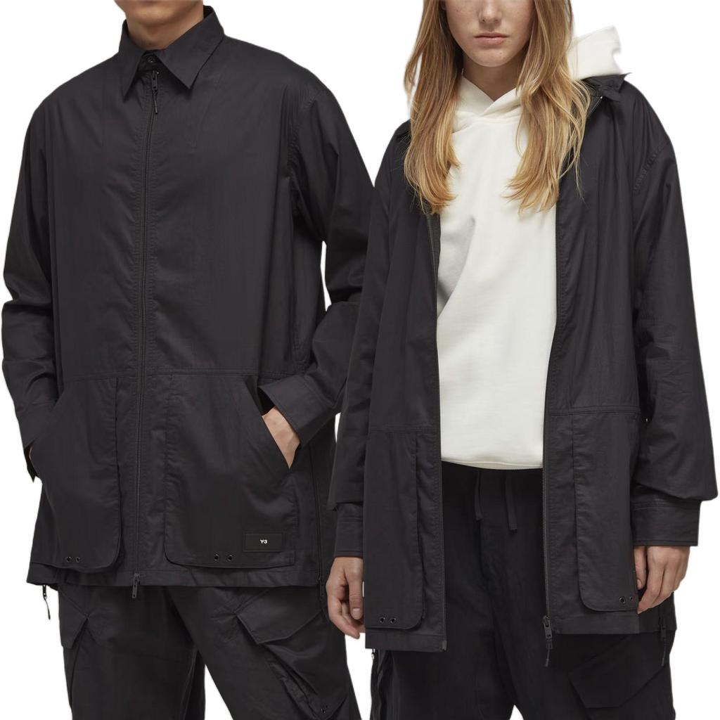 Y-3 Solid Color Pointed Collar Fitted Long Sleeve Shirt Unisex Shirts Black H63025