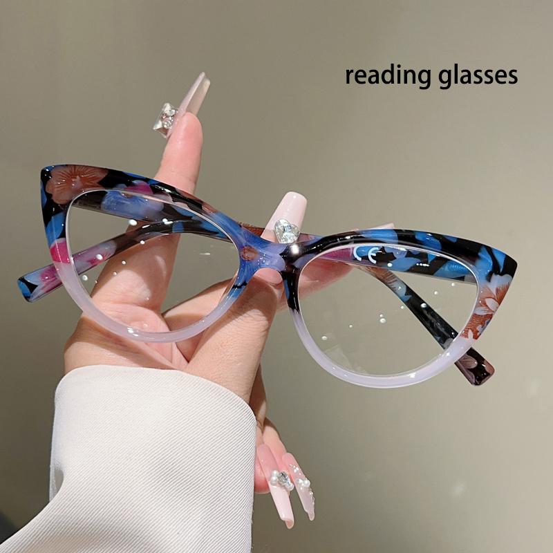 Vintage Cat Eye Reading Glasses Women  New Fashion Blue Light Blocking Presbyopia Eyewear Trendy Chic Optical Frames