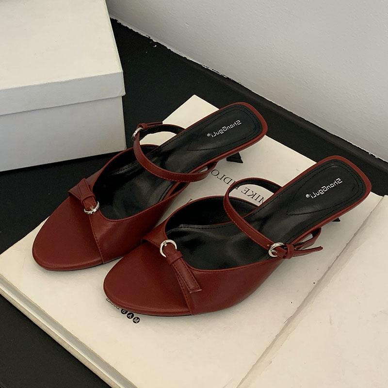 Shallow Elegant Women Low Heel Pumps Shoes Casual Female Slides Footwear Slip On Ladies Heeled Sandals Shoes