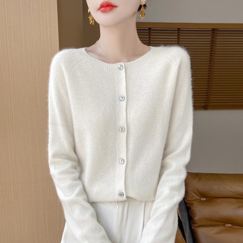 Qinghe Cashmere Women's 30% Cashmere Cardigan - Soft & Warm Wool Blend Sweater