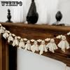 WTEMPO Handcrafted Halloween Party Banner Charming Wooden Bead & White Ghost Doll Rustic Garden Indoor Outdoor Festive Garland for Spooky Season