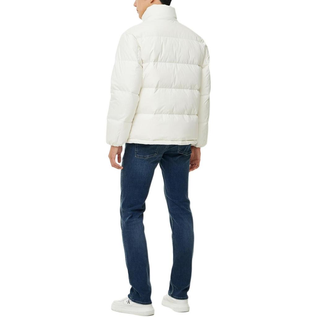 Calvin Klein Minimalist Comfortable Versatile Casual Stand Collar Zipper Down Jacket Men Outerwear White J326958-YBI