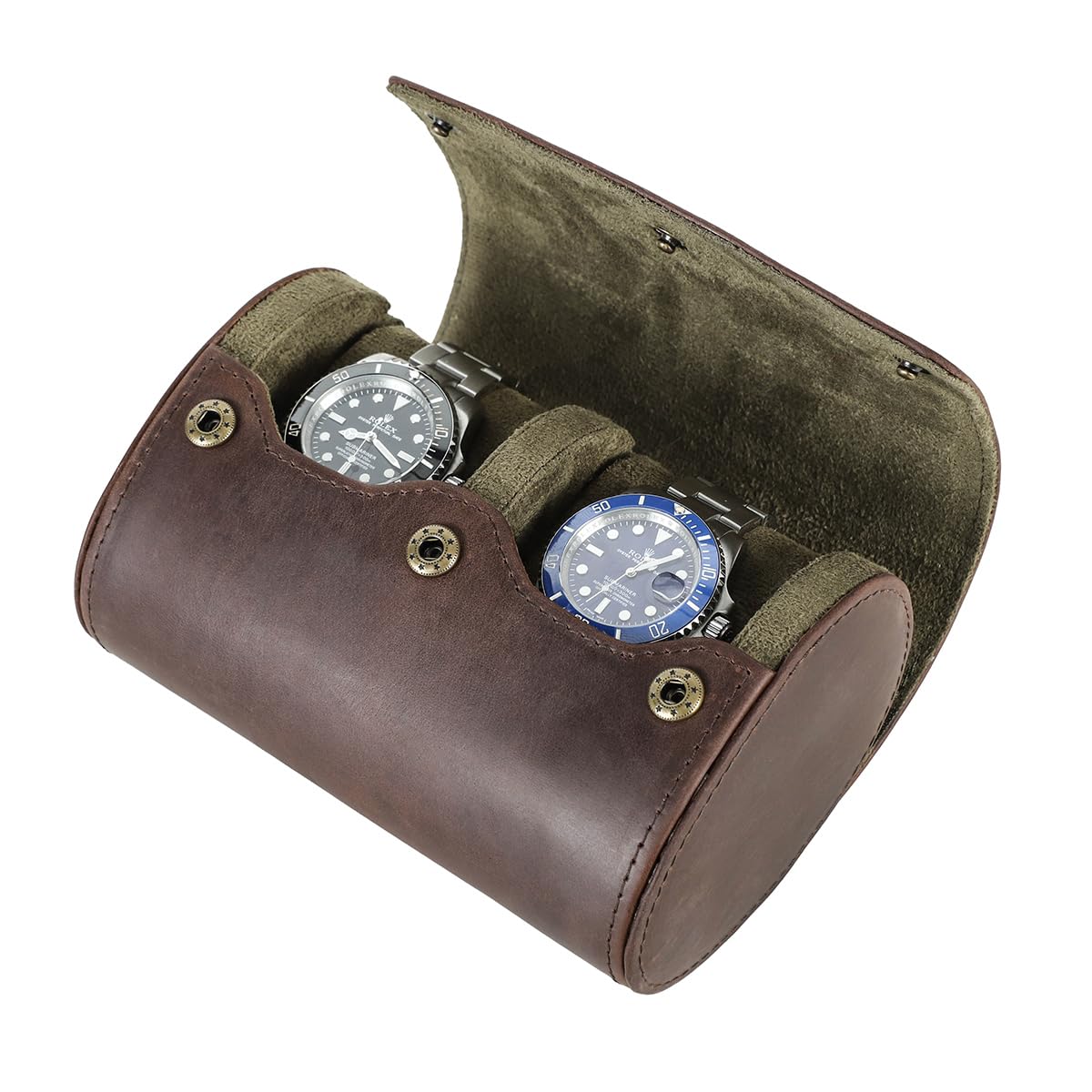 

Contact s Family 2-Piece Watch Storage Box, Egg-Shaped, Genuine Leather Watch Roll, Shock-Resistant, Perfect for Travel