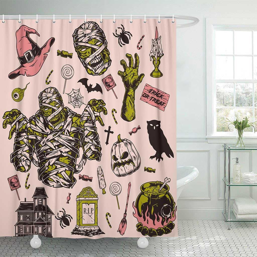 Dinosaur Bathroom Shower Curtain,Kid s Bathroom Set Curtain with 12 Hooks,Cute Cartoon Dinosaur Curtain Waterproof Fabric 90x180CM