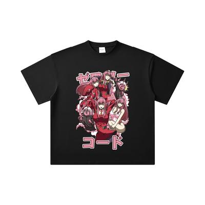 T-shirt Unisexe en Coton Épais 260 g/m², Double Fil, Fil 32, 100% Coton, Impression Zero Two Darling In The Franxx V3