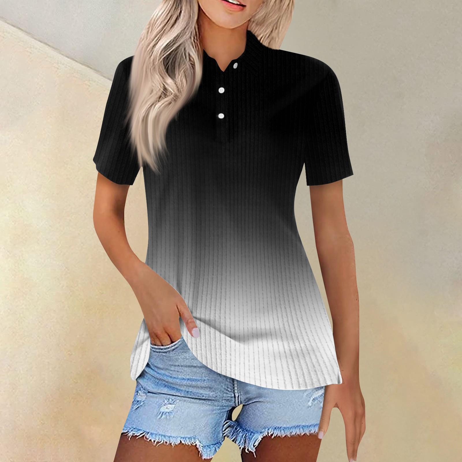 

Жіноча модна повсякденна сорочка з коротким рукавом і принтом, жіночі топи на ґудзиках L чорний