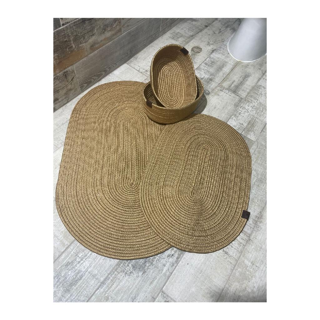 Iuta, răchită, set covoraș de baie, set coș de baie, set covoraș