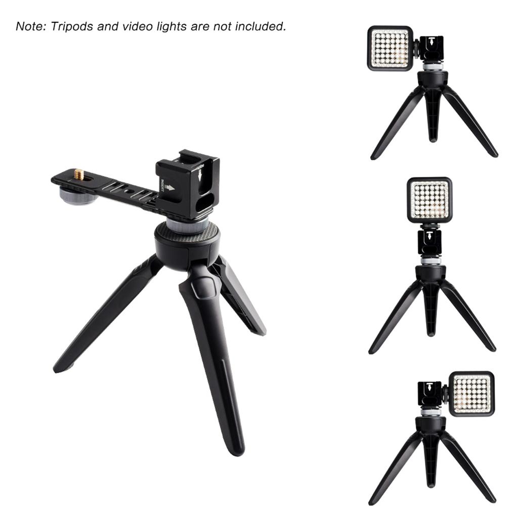 Universal Aluminium Alloy Gimbal Extention Bar Bracket Adapter with 4 Cold Shoe Mount 1 4 Inch Screw Adapter for LED